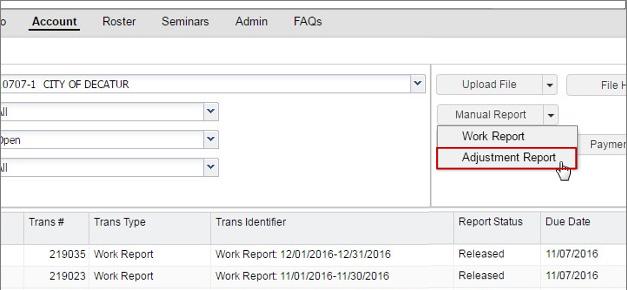 Payroll APERS Employer Self-Service Handbook Creating a Work Report Adjustments Report Manually The purpose of this function in COMPASS ESS is to adjust a previously submitted