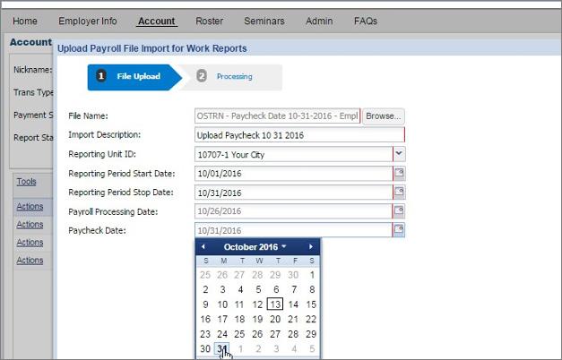 Payroll APERS Employer Self-Service Handbook Enter a payroll processing date, or select from the calendar drop-down.