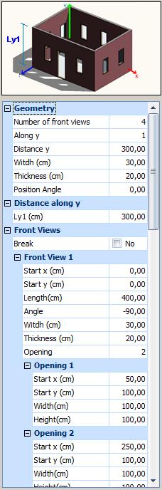 Define the geometry; the number of views, the repetitions on y direction (number of floors) and the distance between them (floor height).