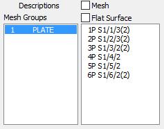 1.3.1 Mesh sub-group Definition: The derived from templates mesh model comes along with the Mesh group (1 PLATE) and a surface for each view.