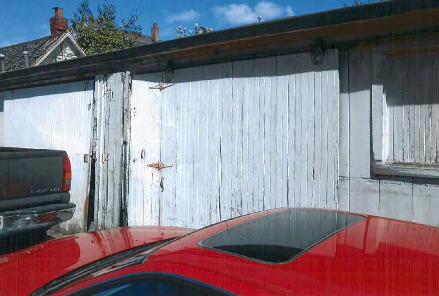 View of garage building.