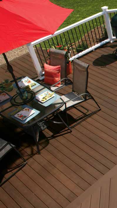 FIBERON PROTECT ADVANTAGE Capped Composite Decking Capped on three sides, Fiberon ProTect Advantage Decking features deep, rich tones with subtle streaking and realistic wood grain patterns.