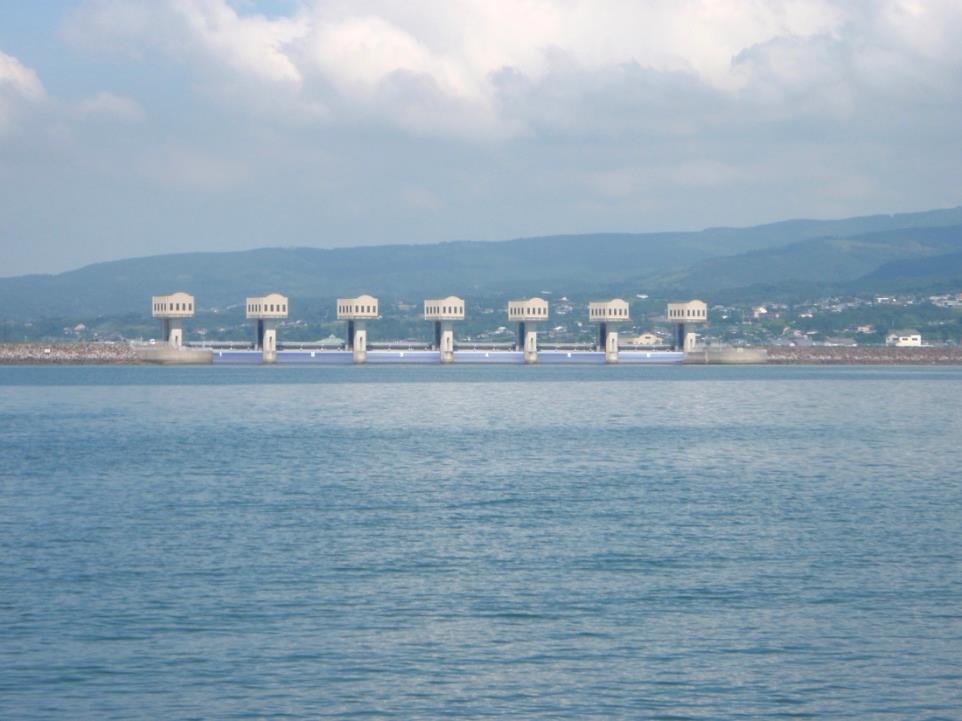 Completed in 2008 Sea dike and gates Ohmuta City Reclamation with double dike