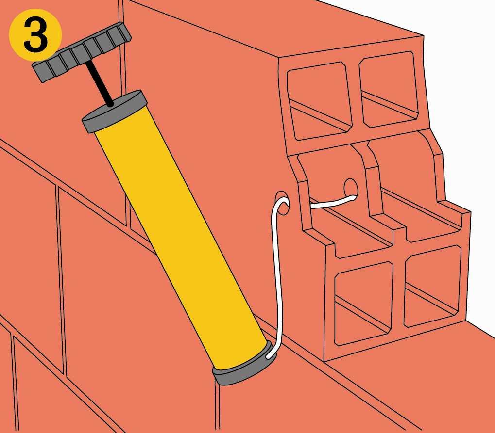 The drill hole must be cleaned after each cleaning step with a blow pump or by compressed air, starting from the bottom of the hole (pump at least 1x).