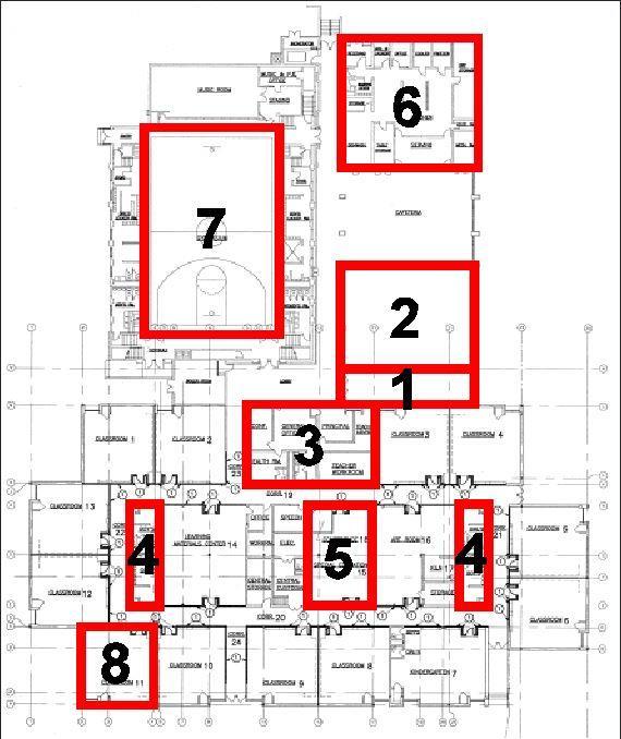Project Options- Ladoga Elementary School Building Interior/Systems 1. Provide new secure entry vestibule 2. Relocate administrative offices to larger/more functional location 3.