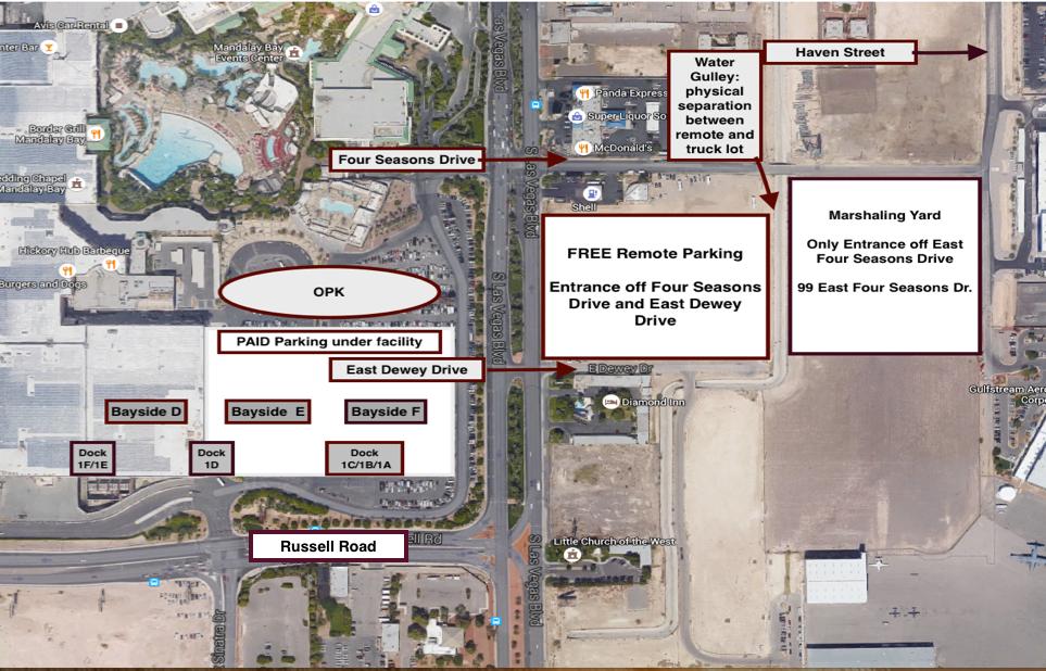 PRODUCT WALK INBOUND AND OUTBOUND MARSHALLING YARD 99 East Four Seasons Dr. Las Vegas, NV 89119 Marshalling Yard Hours Load-In March 7 - March 13 7 a.m.-4 p.m. (Check in by 2 p.m.) Marshalling Yard Hours Load-Out March 15 7 a.