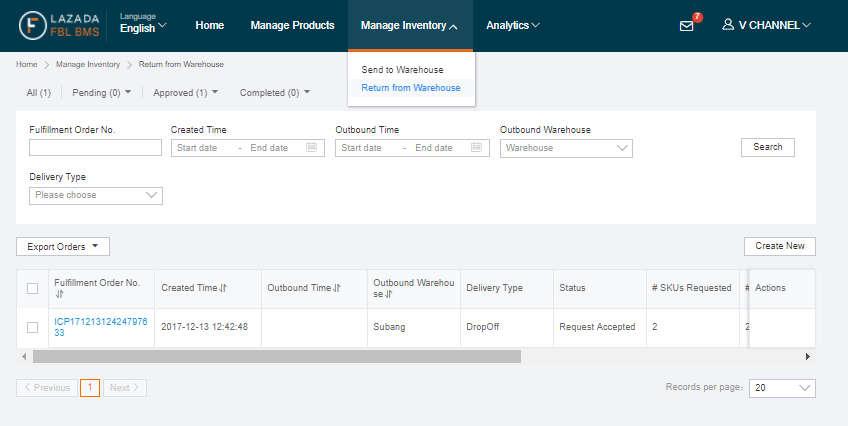 Manage Inventory 1 1) Select Manage Inventory tab and