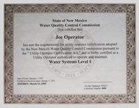 Certified Operators Wastewater