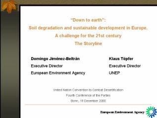 INTRODUCTION This third joint message from UNEP and the EEA aims to focus attention on the status of European soils, and to promote discussion on the need for a pan-european (and global)