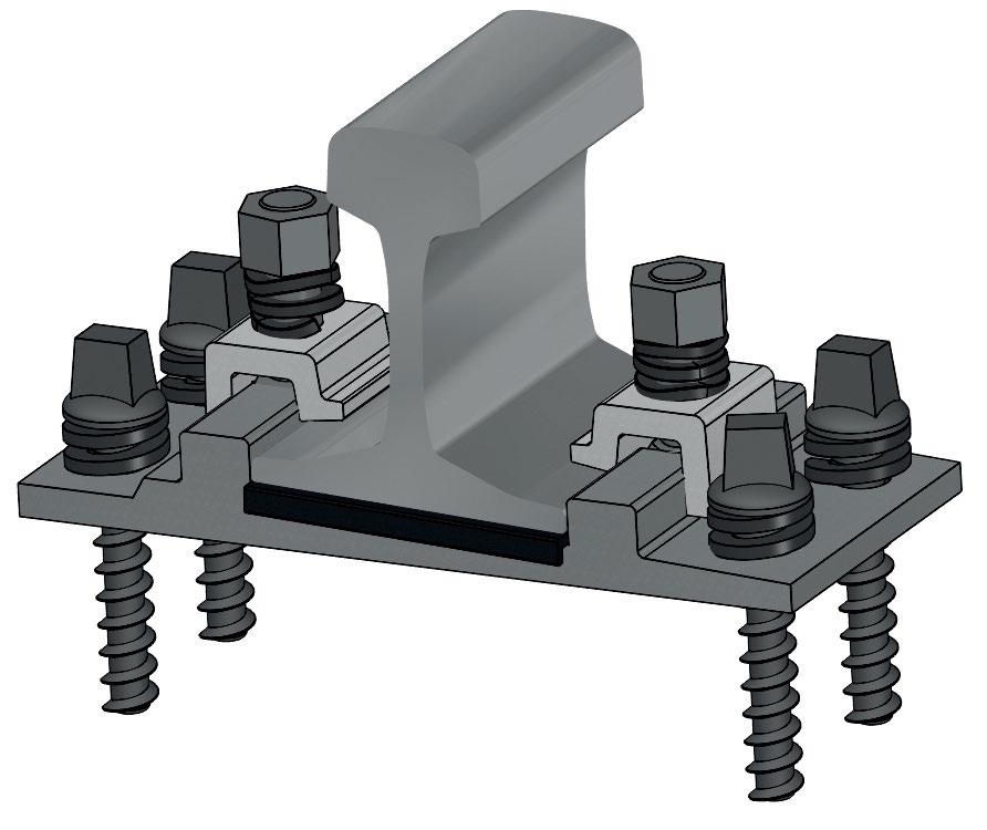 Fastening system of K type for wooden sleepers Fastening system of a K-type is a classic screw fastening encountered on the railway lines.