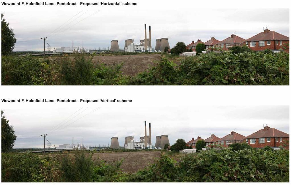 Landscape and visual The photomontages shown here use four scenarios: the baseline scenario is the current view, modified to show FM1 (already consented and under construction); the maximum scenario