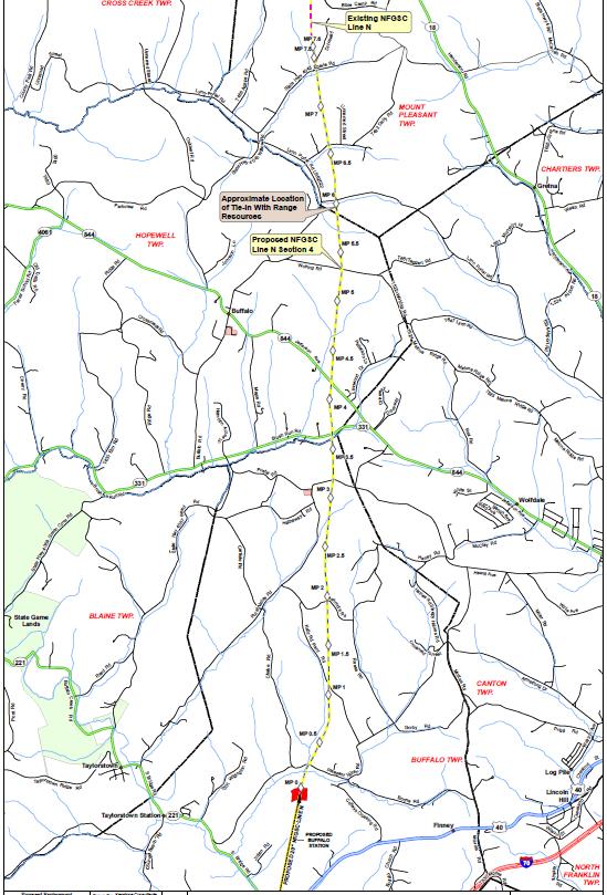 Pipeline: Begins at Buffalo Compressor Station and ends approximately six miles to the north, just north of Lynn Portal Road in