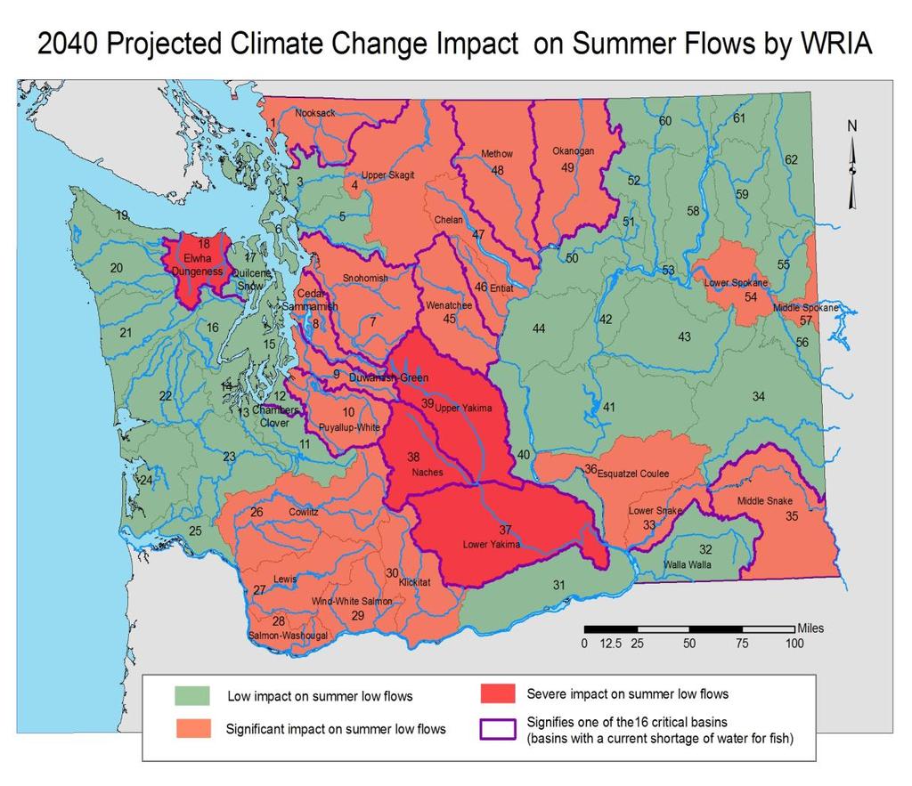 Impacts of Climate Change on Water Resources Impacts of climate change on summer flows will likely be different in river basins that depend either on snowpack, precipitation or both.
