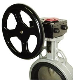 Hand Wheel Gear Operator Wafer or Lug Style Butterfly Valves 6 Sizes Accessory 5650 Features Aluminum alloy housing Hand wheel control Steel input shaft and worm gear drive Easy ISO5211 mounting