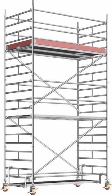 Example for assembly, model 1402104 Assembly indoors in off-centre position Ballast: See page 8 Tower model 1402104 Working height [m] 6.5 Scaffolding height [m] 5.6 Platform height [m] 4.