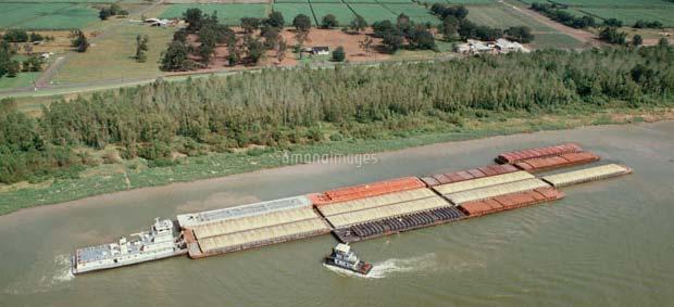 2. Barge & Tug boat Transportation Major Transportation in United States for Agriculture More than 6,000km length, height difference is 450 from the origin to the river mouth More
