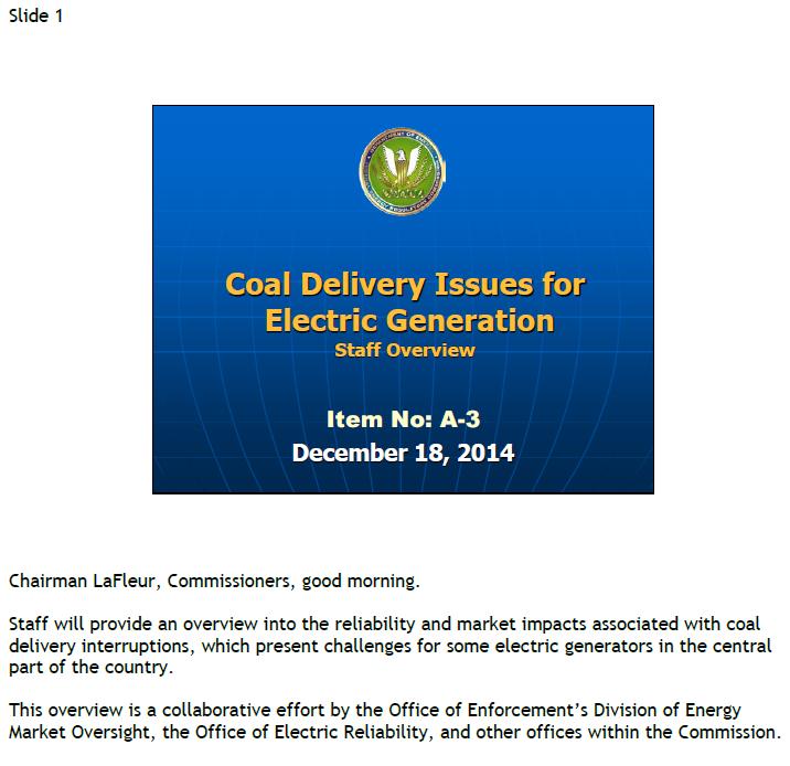 Appendix D Coal Delivery Issues for Electric
