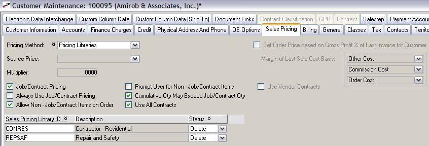 Line Item Contracts on Quotes Must have both Job/Contract Pricing and Use All Contracts