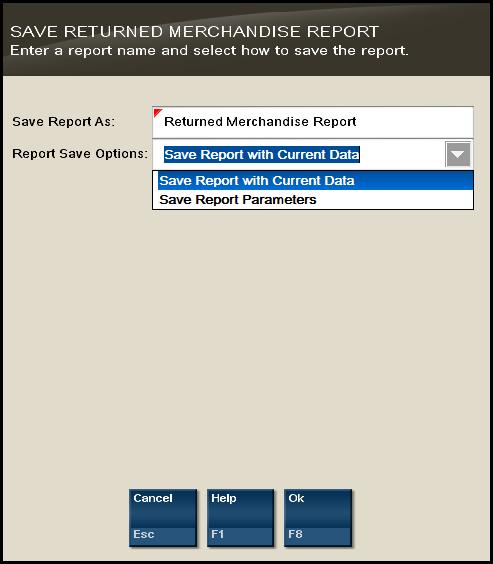 CHAPTER 2: Report Options Version 7.0 The system displays the Save Form for the report. 2. Edit or accept the report name in the Save Report As field. 3.