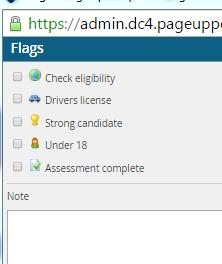 Managing applications Flags and Applicant actions FLAGS STEP 1: Once is the application card, you can manually edit flags.