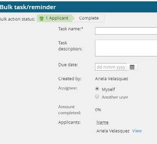 Managing Applications Bulk Task Reminder BULK TASK