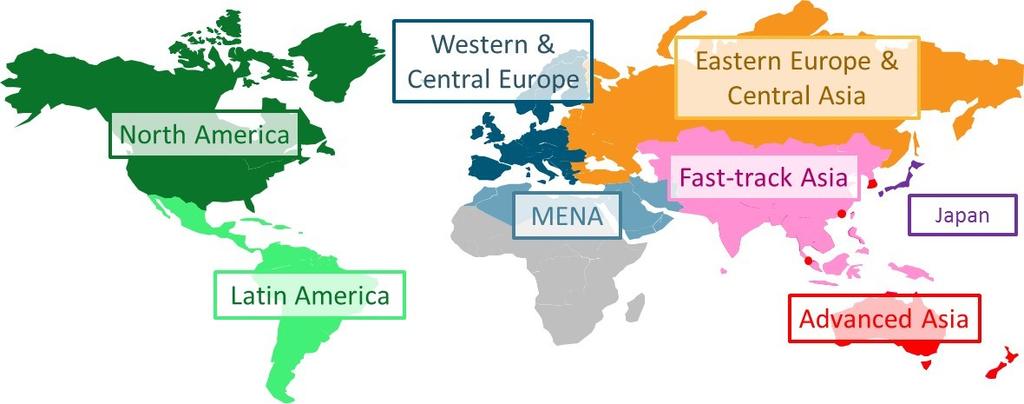 Growth in adspend by regional bloc 2015-2016 (%) MENA Latin America Eastern Europe & Central Asia Japan Advanced Asia Western & Central Europe North America Fast-track Asia -11,8-2,7-0,1 0,3 2,1 3,6
