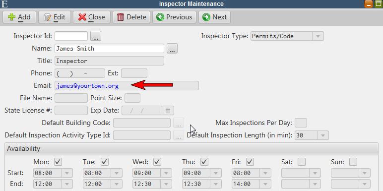 Email/Calendar Scheduling An ical appointment can be sent automatically via email when using the Inspection Schedule to create inspections. To utilize this feature: 1.