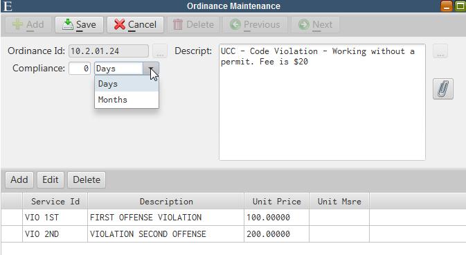 Ordinance Maintenance - Compliance Days Compliance