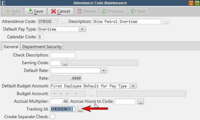 Attendance Codes Create Separate Check Hours and pay entered under an attendance code with this box checked will automatically create