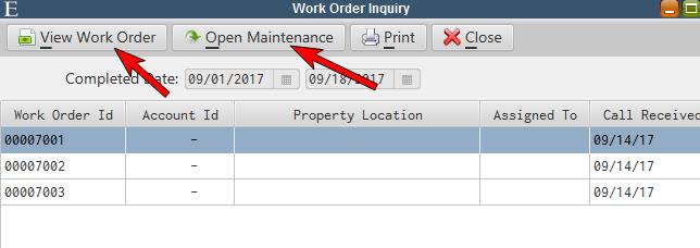 Worker Maintenance and Work Order Code Maintenance.