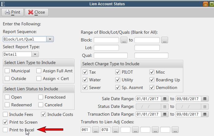 Lien Account Status to Excel The Lien Account Status