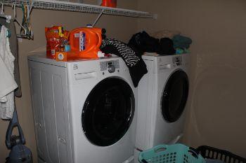 1. Locations Laundry Locations: Located off the upper level hallway. The laundry room appeared to be in generally good condition 2. Washer/Dryer 3. Cabinets No cabinets at time of inspection noted 4.