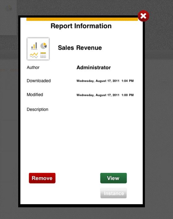 Working on the My Reports Screen 4. Tap the Instance button that appears in the "Report Information" screen (as depicted in the above figure).