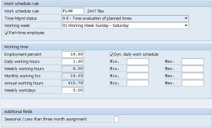 Create Planned Working Time (0007) Press enter to