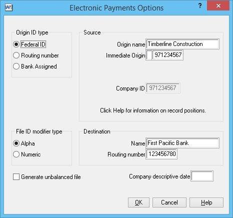 Closer Look at Generate Electronic Payments - Options Be sure to review the help topic for