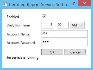 Certified Report Service ON THE SERVER Go to Start-All Programs-Sage-Sage 300 Construction and Real Estate- Reporting and Other Tools-Certified Report Service Setup Turns services