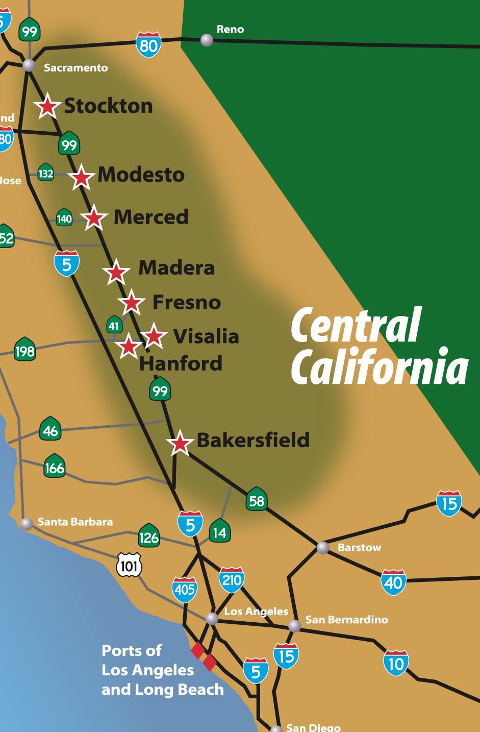 North SJV Map 90 Miles to Bay Area Market Total Population: 1.