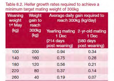 Growing replacement heifers Better growth of replacement heifers allows: More at target weight