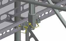 Fit a handrail F and lock it. From behind the handrail, install a top guard frame G. Fit toeboards at the lowest level. Anchor the stair tower to the wall using ties.