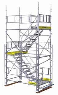 HAKI Tripod In order to increase the permissible construction height for a HAKI stair tower, HAKI Tripod units can be used at the bottom of the structure.