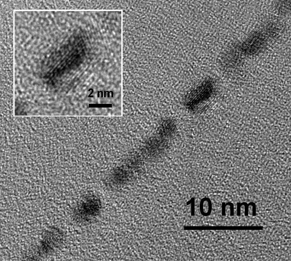 2-3.2 Physical characterization of the sol-gel-derived hafnium silicate (HfSi x O y ) nanocrystal SONOS memory 2-3.2.1 HRTEM Figure 2-8 shows the high-resolution transmission electron microscopy (HRTEM) images of the nanocrystal on SiO 2 after annealing at 900 C for 60 s.