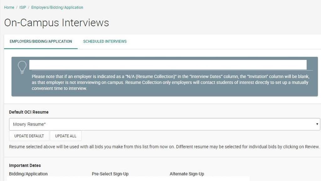 If you have a Pre-select and/or Alternate status you will have four options. Accept Pre-select: If you wish to accept an interview invitation with an employer, click the Accept Pre-select button.