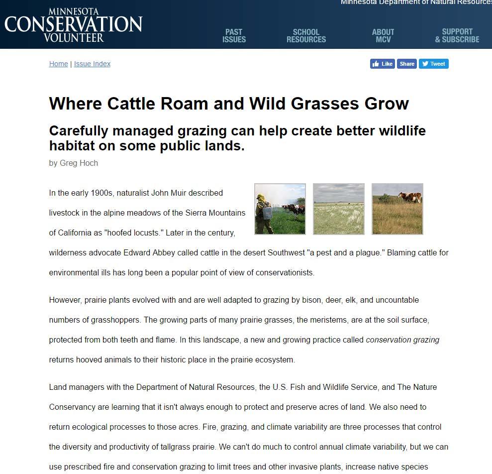 grasslands and beneficial for wildlife