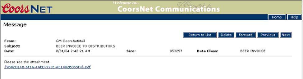 Data Class Type of communication CoorsNet CoorsNet Communications (continued) The CoorsNet