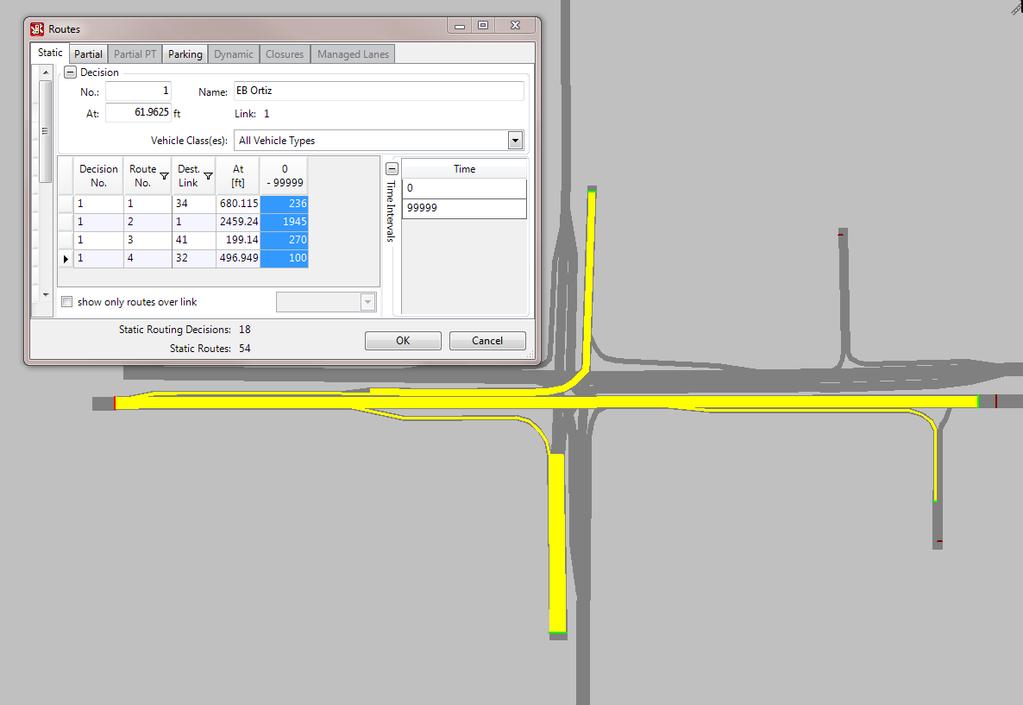 Figure 6-2 Intersection Routing Decision All the individual routing decisions along the mainline are then combined to obtain the proportion of eastbound volume in each movement along the corridor.