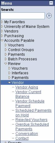 > Vendor UMS Financials Page