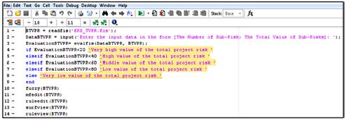 Discussion Figure 9 shows the evaluation of total project risk of concrete project. The input variables are set up = 0, = 0. It leads to the result (output) 7.