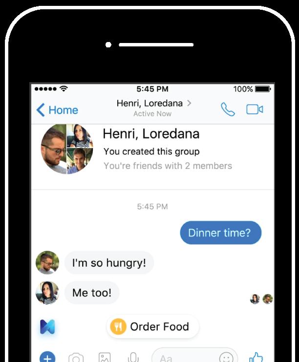 Facebook Messenger Allows users to order food from local