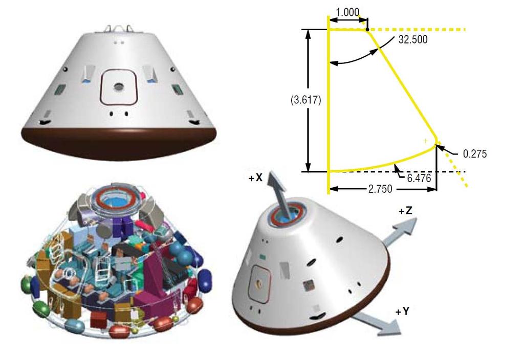 Figure 2: Configuration of Block 2 Lunar Crew Exploration Vehicle [8] The lunar descent stage model uses photographic scaling of two separate vehicles depending on the