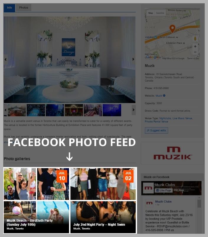 Photo Release / FB Feed Synchronize your Facebook photos so they immediately show up on clubzone It s super simple; for only $99 per month, all your
